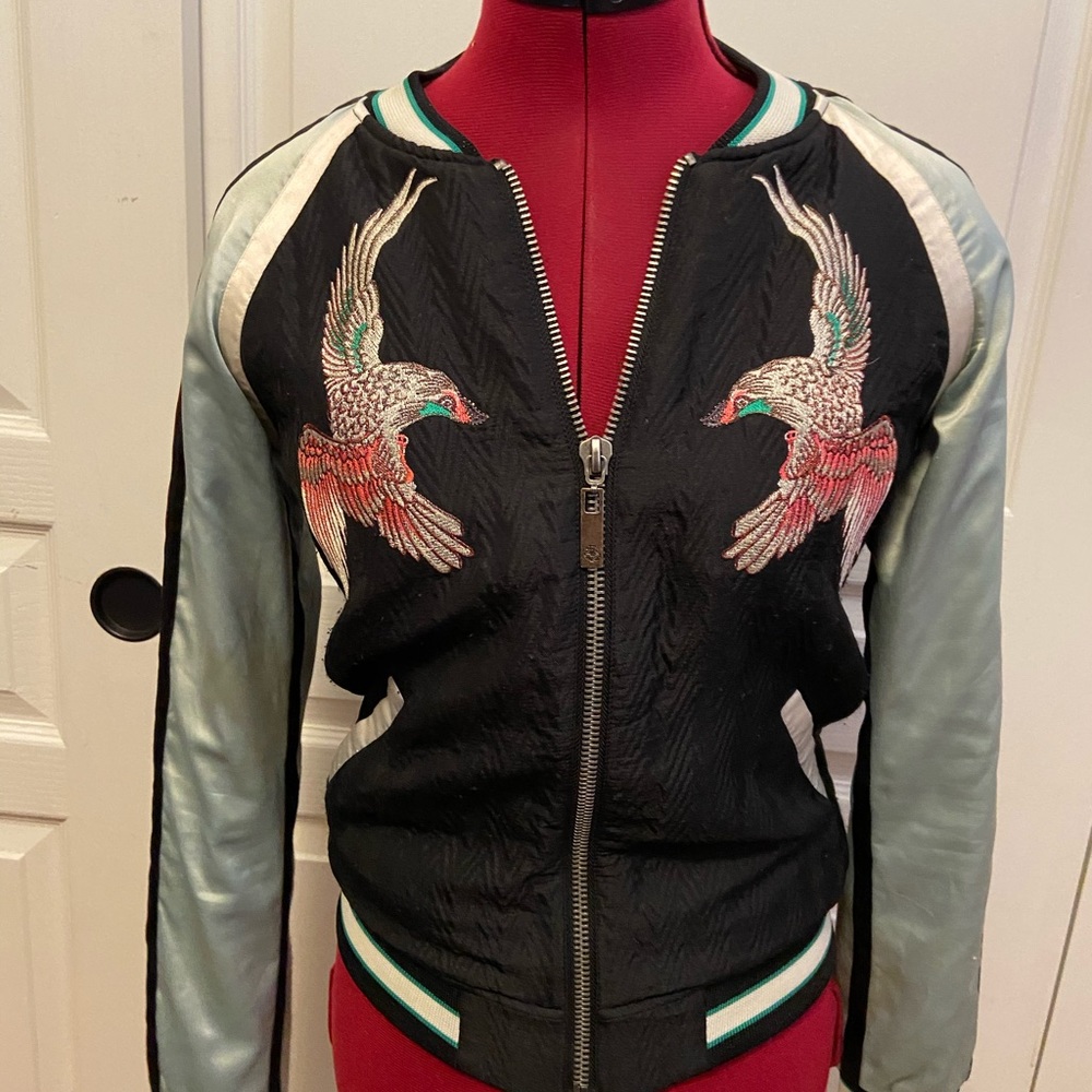 Maison Scotch Bird Bomber Souvenirs Jacket Size XS